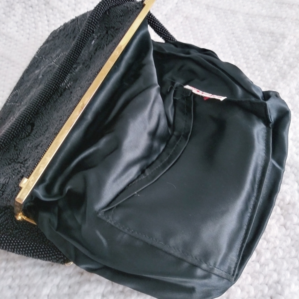 Vintage Beaded Black and Gold hand Bag - Picture 8 of 13
